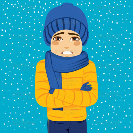 Man Winter Shivering Clipart Vector Illustration 03197