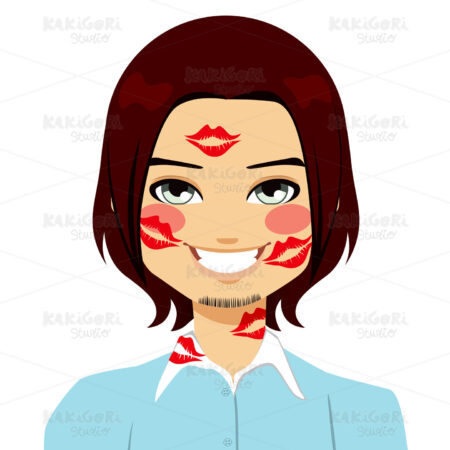 Man With Lipstick Marks Clipart Vector Illustration 01211