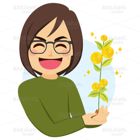 Man With Money Plant Clipart Vector Illustration 03964