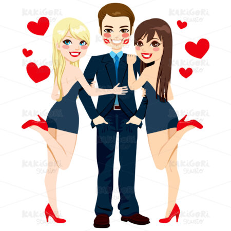 Man With Two Women Clipart Vector Illustration 01235