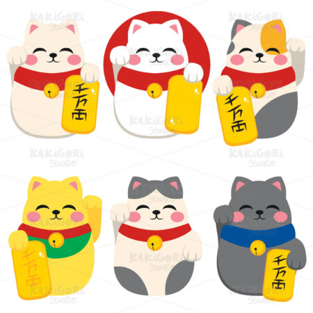 Maneki Neko Collection Clipart Vector Illustration 04108