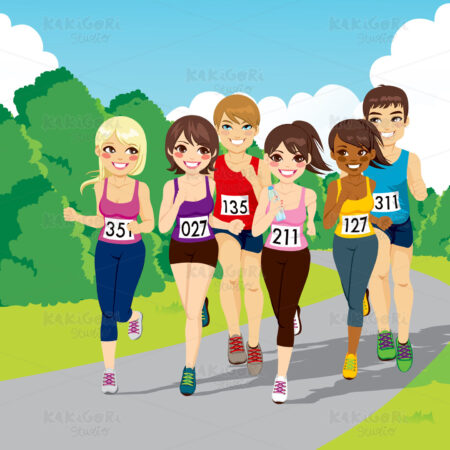 Marathon Running Competition Clipart Vector Illustration 01417