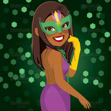 Mardi Gras Woman Masquerade Clipart Vector Illustration 03349