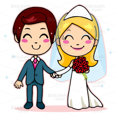 Married Couple Holding Hands Clipart Vector Illustration 00714