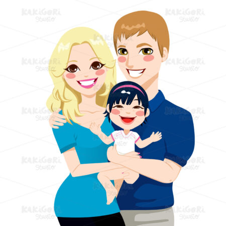 Married Couple International Adoption Clipart Vector Illustration 01133