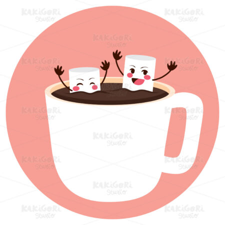 Marshmallows Bathing on Cocoa Clipart Vector Illustration 03209