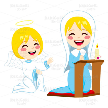 Mary Happy Praying Clipart Vector Illustration 01910
