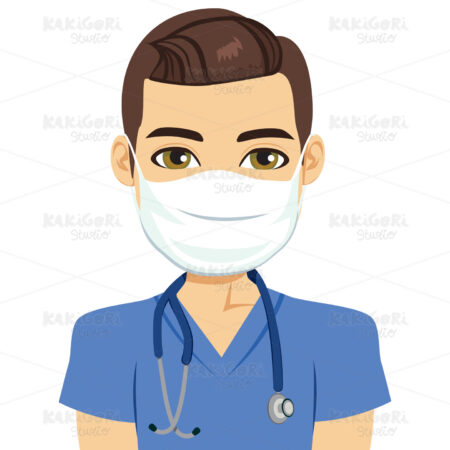 Mask Nurse Male Clipart Vector Illustration 03300