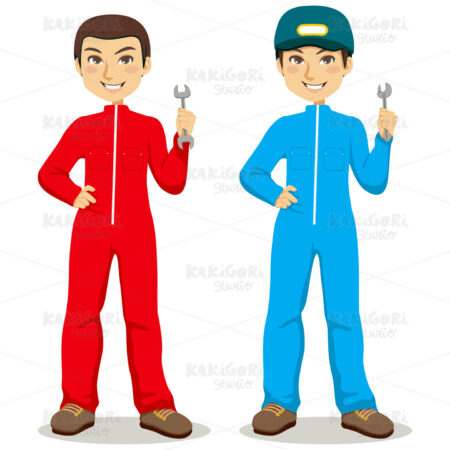Mechanic Twins Clipart Vector Illustration 00661