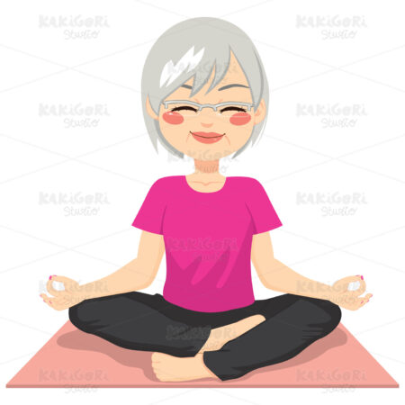 Meditation Senior Yoga Clipart Vector Illustration 03366