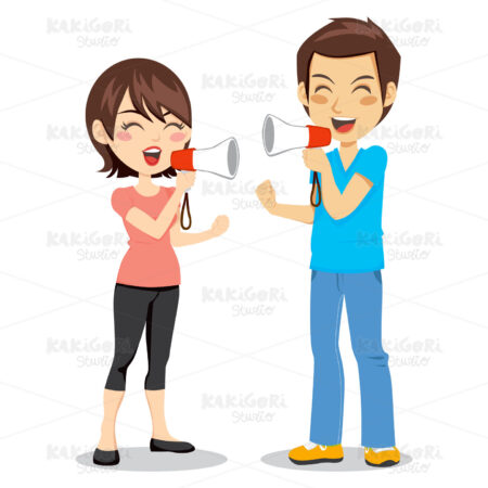 Megaphone Couple Clipart Vector Illustration 00543