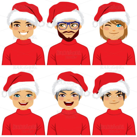 Men Avatar Santa Claus Hat Clipart Vector Illustration 03853
