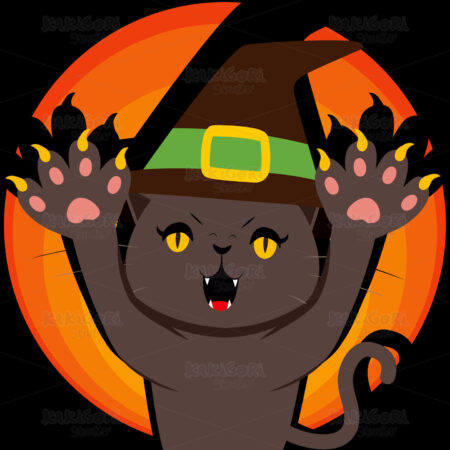 Menacing Witch Cat Clipart Vector Illustration 02376
