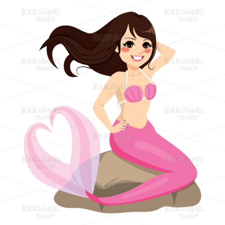 Mermaid Pink Heart Clipart Vector Illustration 03980