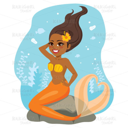 Mermaid Under Sea Clipart Vector Illustration 04045