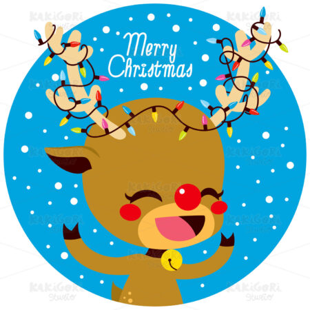 Merry Christmas Lights Deer Clipart Vector Illustration 03091