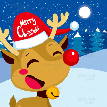 Merry Christmas Rudolph Clipart Vector Illustration 01819