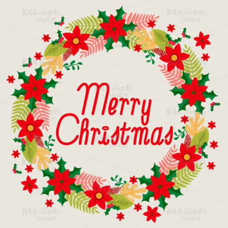 Merry Christmas Wreath Clipart Vector Illustration 02457
