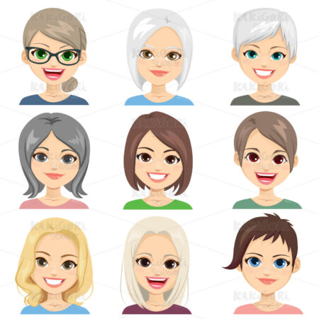 Middle Aged Senior Women Avatar Clipart Vector Illustration 05025