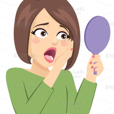 Middle Aged Woman Sad Wrinkle Clipart Vector Illustration 05017