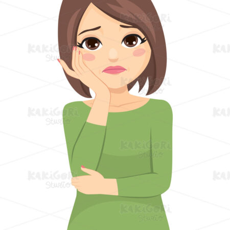 Middle Aged Woman Worried Clipart Vector Illustration 05015