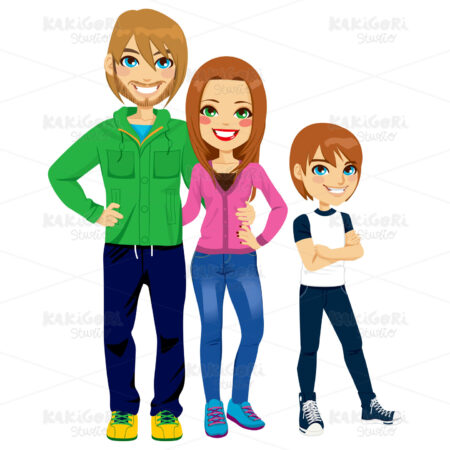 Modern Family Portrait Clipart Vector Illustration 01485