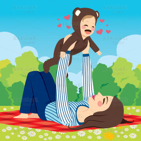 Mom Baby Park Clipart Vector Illustration 04137