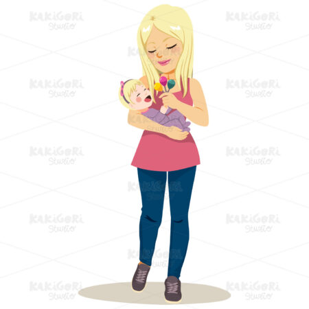 Mom Playing With Baby Clipart Vector Illustration 03738