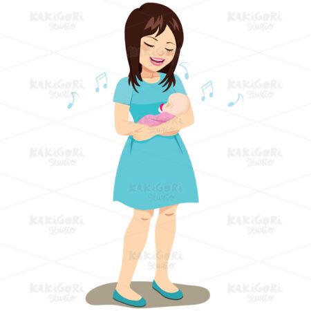 Mom Rocking Baby Clipart Vector Illustration 03740