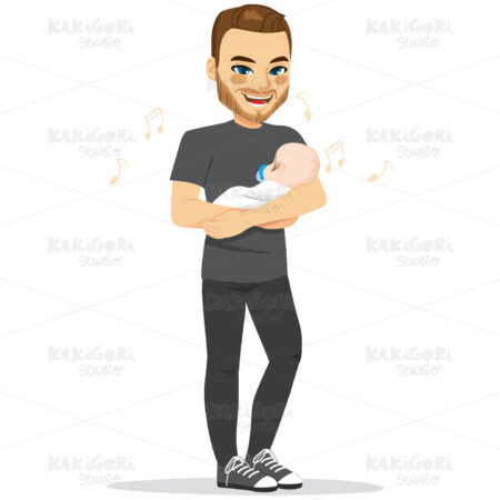 Mom Rocking Baby Clipart Vector Illustration 03744