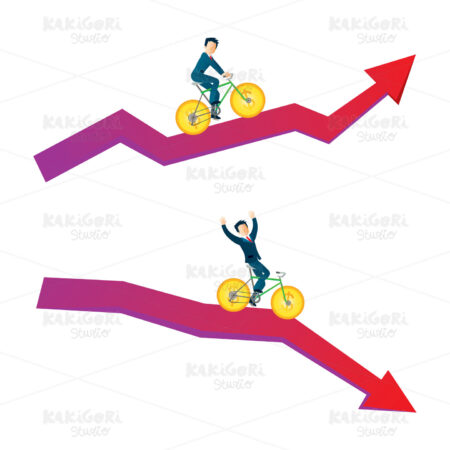 Money Up Down Bicycle Concept Clipart Vector Illustration 04575