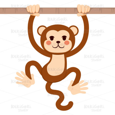 Monkey Hanging Branch Clipart Vector Illustration 02430