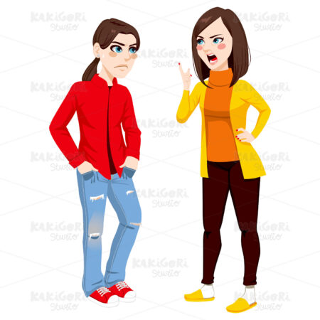 Mother Arguing With Teenager Son Clipart Vector Illustration 01982