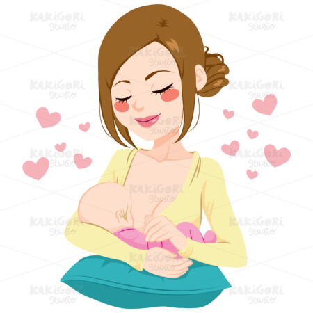 Mother Breastfeeding Baby Clipart Vector Illustration 02773