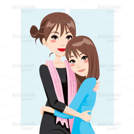Mother Daughter Love Clipart Vector Illustration 00556