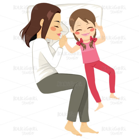 Mother Daughter Sleeping Bed Clipart Vector Illustration 02822