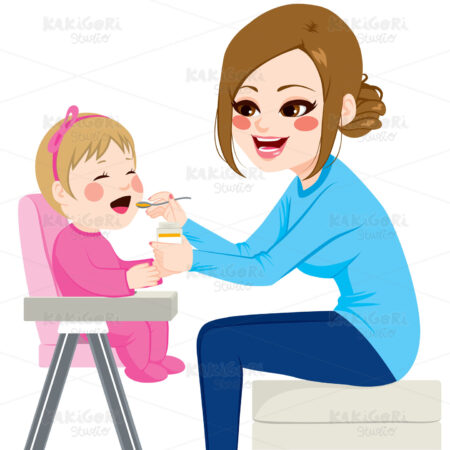 Mother Feeding Baby Clipart Vector Illustration 02779