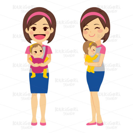 Mother Holding Baby Clipart Vector Illustration 02346