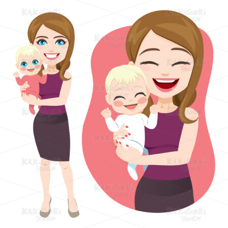 Mother Holding Baby Clipart Vector Illustration 04717