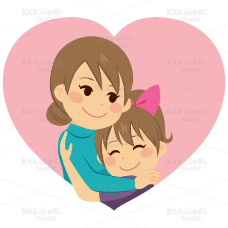 Mother Hugging Daughter Clipart Vector Illustration 03414