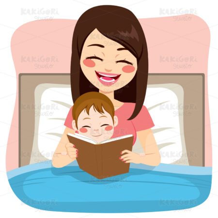 Mother Reading Tale Clipart Vector Illustration 03036