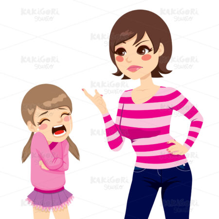 Mother Scolding Girl Clipart Vector Illustration 01477