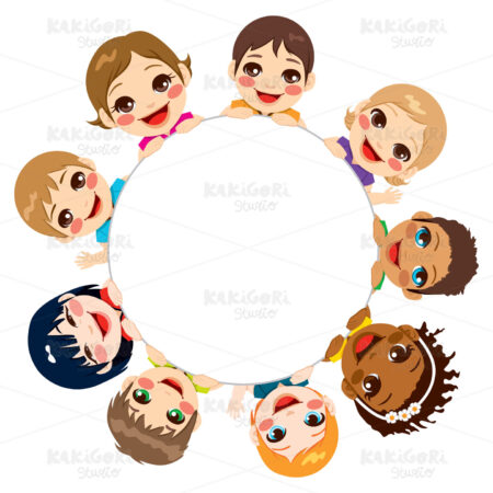 Multi-ethnic Children Group Clipart Vector Illustration 01148