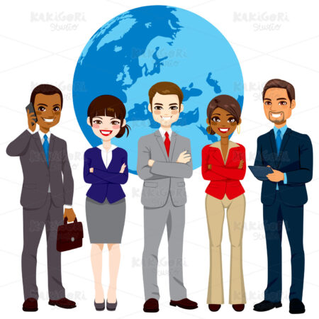 Multi Ethnic Global Businesspeople Team Clipart Vector Illustration 02071