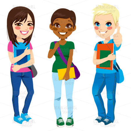 Multi Ethnic Students Clipart Vector Illustration 01794