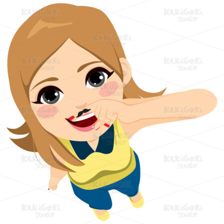 Mustache Drawn On Finger Woman Clipart Vector Illustration 04329
