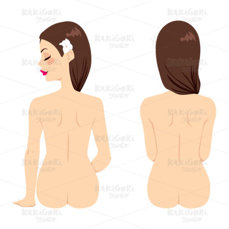 Naked Woman Back Clipart Vector Illustration 01284