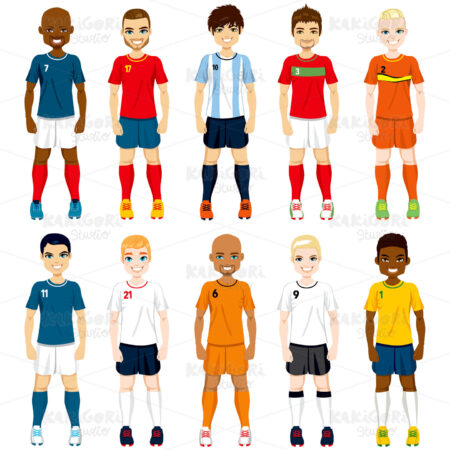 National Team Soccer Players Clipart Vector Illustration 01633
