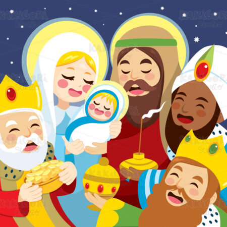 Nativity Scene Baby Jesus Birth Clipart Vector Illustration 05179