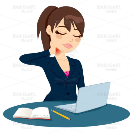 Neck Pain Working Clipart Vector Illustration 01240